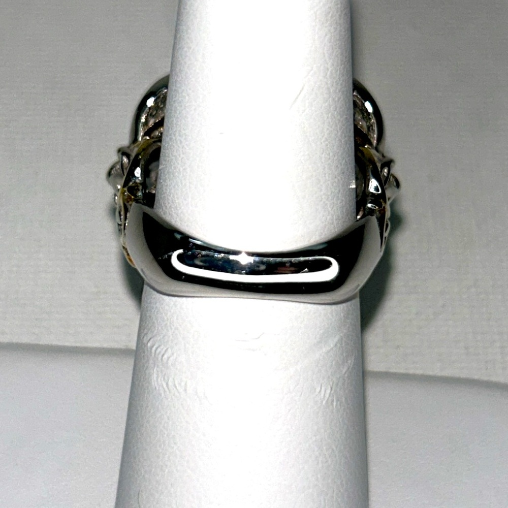 Gems en Vogue Sterling 18K Accent Genuine Larimar Blue Topaz Gemstone Ring Boho - Picture 6 of 12